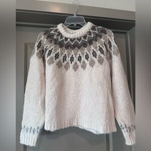 Splendid Cream and Brown fair isle Sweater